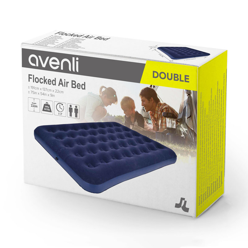 Navy Blue Double Sized Inflatable Air Mattress with Built-in Pump
