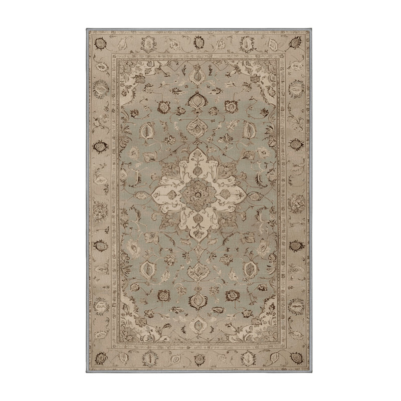 Tapis gris Tabriz lavable à la machine, Tapis de couloir 2 pi x 4 pi