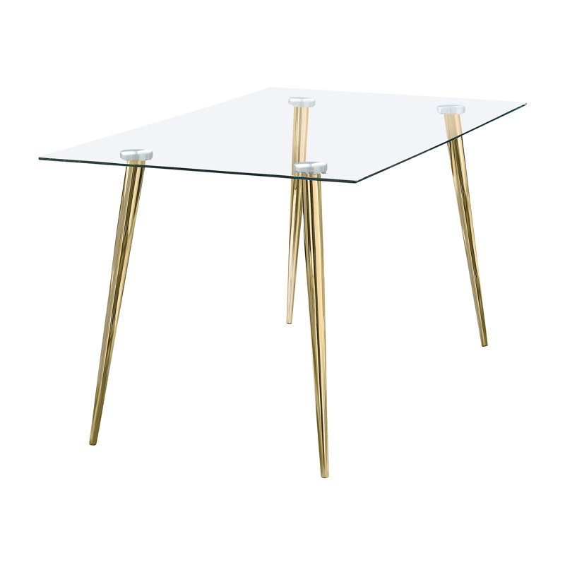 Gilman Rectangle Glass Top Dining Table, Gold