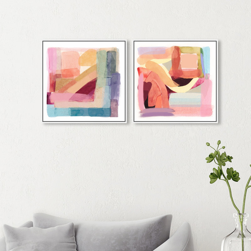 «Abstract Tone», ensemble de 2 impressions, Toile avec cadre blanc, H 30 po x l 30 po