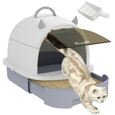 Litière pour chat grise avec pelle et sacs de désodorisation