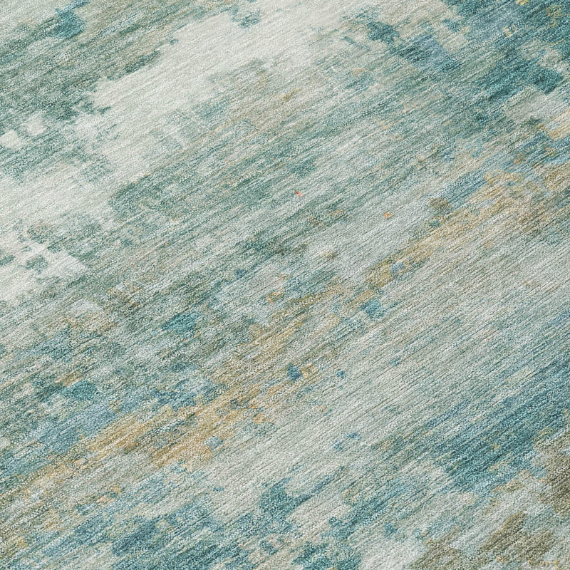 Machine Washable Indoor/Outdoor Chantille ACN2810 Abstract Rug, Aqua, 2'3" x 7'6" Runner