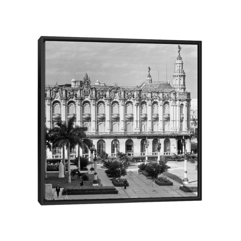 « pendant années 1930-1940s the great theater of havane cuba », reproduction de photo sur toile tendue, Toile avec cadre noir