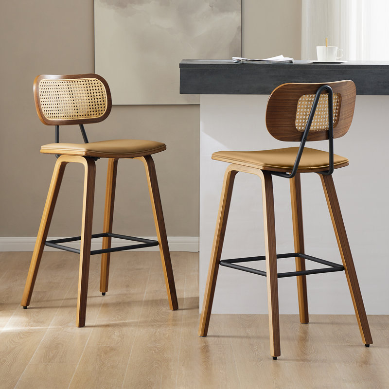 Tabouret de bar 26 po, Similicuir brun, 2, Tabouret de comptoir (siège d'une hauteur de 26 p