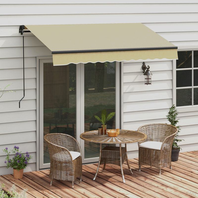 Auvent rétractable, abri de soleil pour auvent de patio avec manivelle, tissu résistant aux rayons UV de 280 g / m² et structure en aluminium