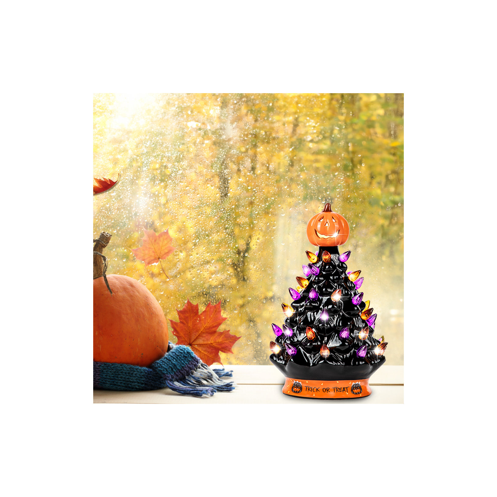 Halloween Decorations Ceramic Tree, 9 Inch