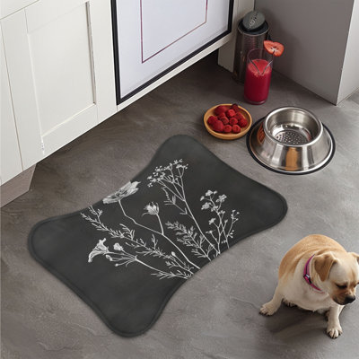 Tapis noir et blanc à motif floral 1 pièce