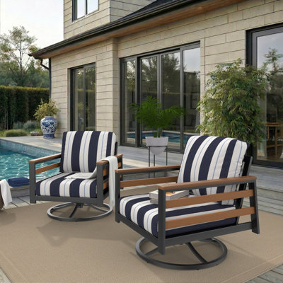 Ensemble de chaises d'extérieur pivotantes avec coussins Sunbrella