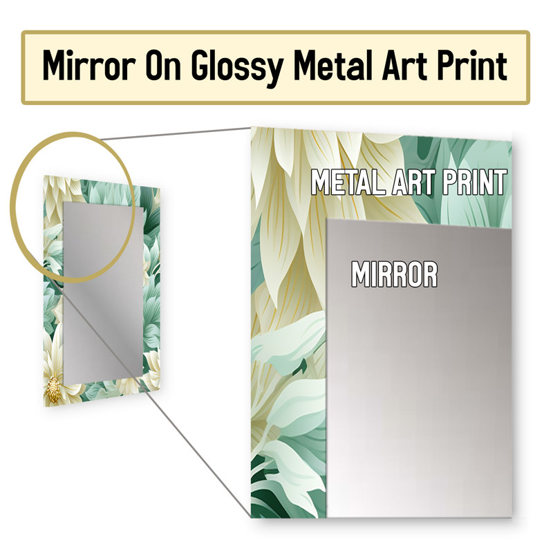 «Cayan Bohemian Dream Emerald Dahlia» - Miroir mural floral, 32 po x 24 po