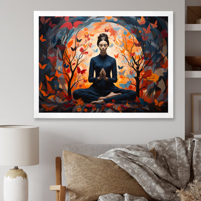 «Blue and Orange Yoga Bliss 3 - Yoga, art mural»