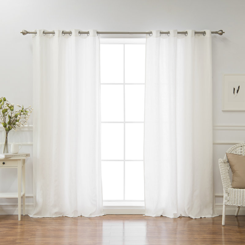 Kolambe Linen Semi Sheer Curtain Single Panel, Ivory, 52" W x 84" L