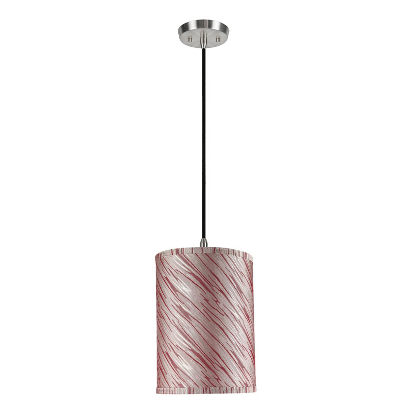 Luminaire suspendu à cylindre simple 1 lumières Annabel, Blanc cassé / rouge