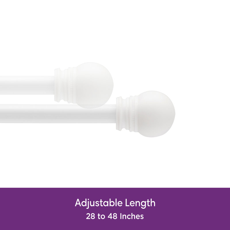 Wayfair Basics Petite Café Ball End Curtain Rod, 28-48" or 48-84" Adjustable Length, 7/16" Dia., 28" - 48"
