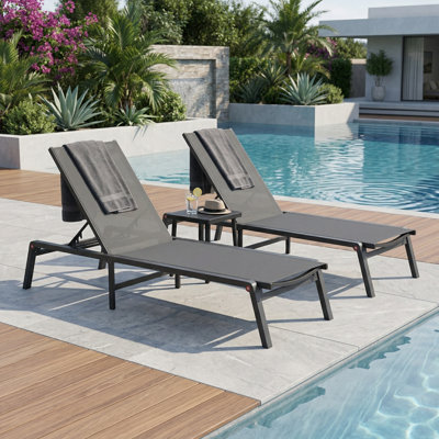 Ensemble de 2 chaises longues d'extérieur pliables avec dossier réglable à 5 positions