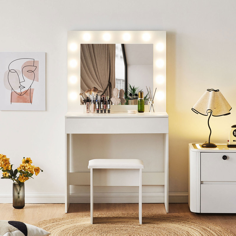 Dressing Table,80X40x140cm Vanity Makeup Set with Stool