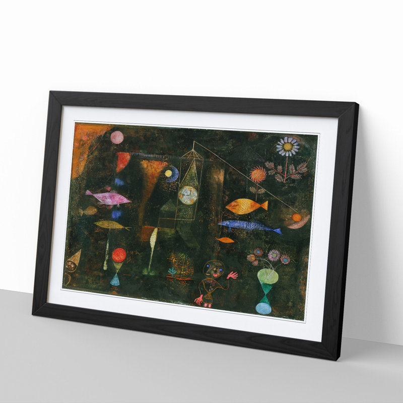 Fish Magic by Paul Klee - Picture Frame Painting on MDF, Black Framed, 48cm H x 65cm W x 2cm D