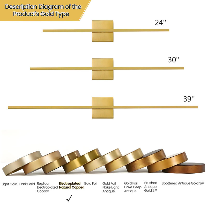 24'' Felecie Dimmable LED Bath Bar, Gold