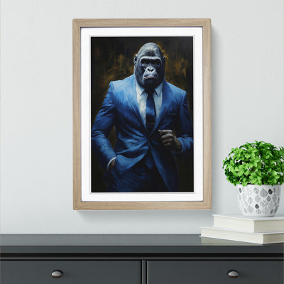 Gorilla in a Suit Painting - Framed Print