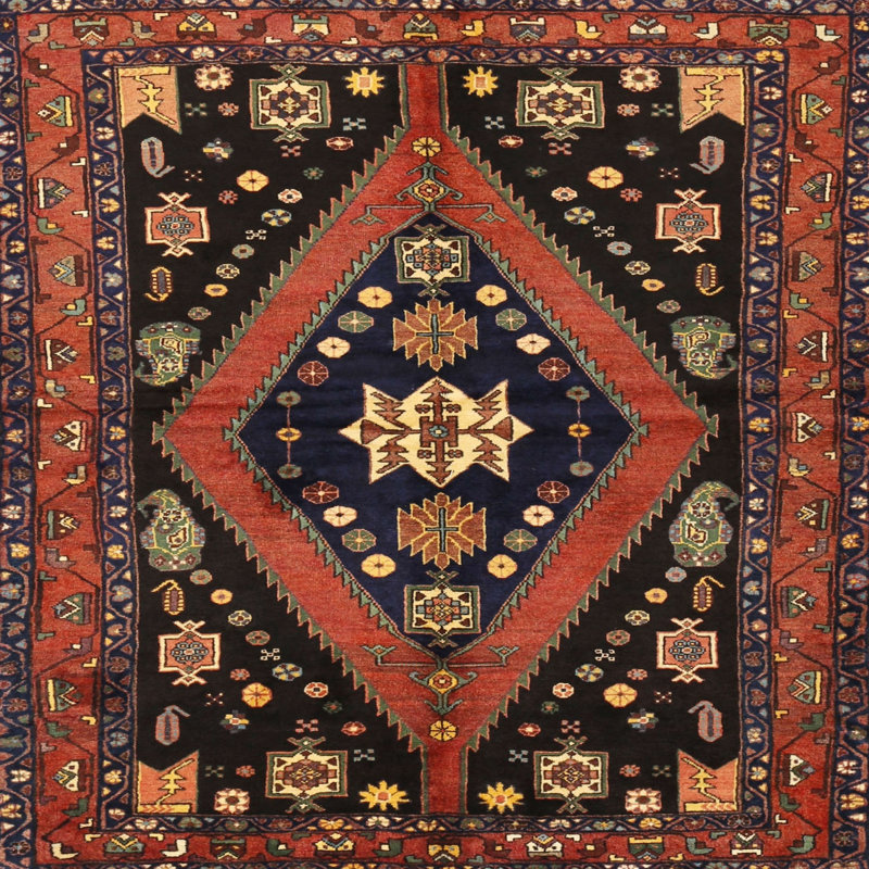 Tapis rouge à motif sud-ouest, Carré 8 pi