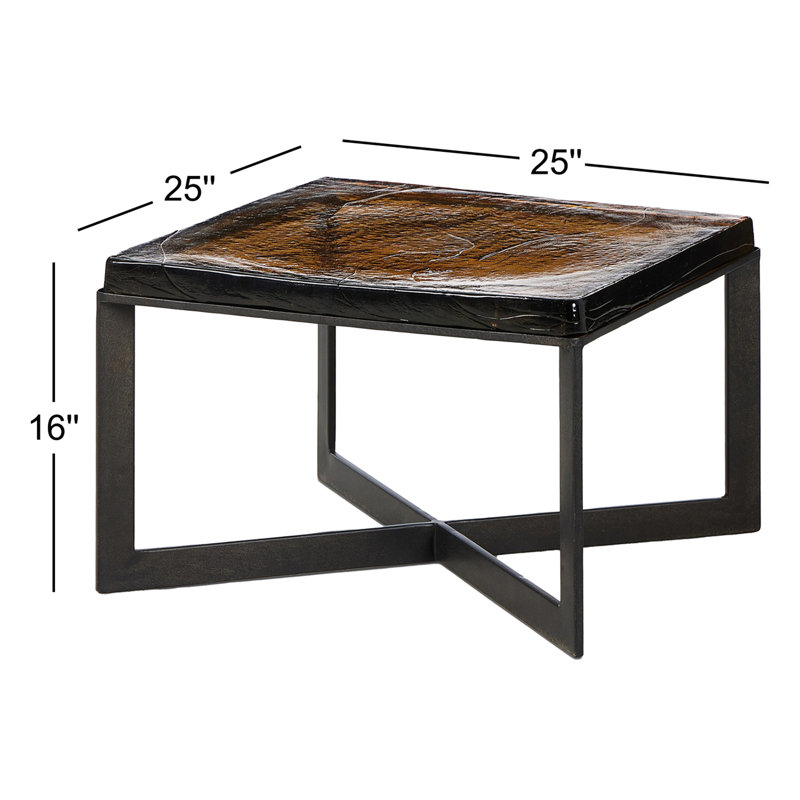 Lennie Glass Coffee Table, Amber Cast Glass