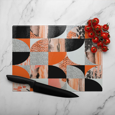 Geometric Circles In Autumn Colours Glass Chopping Board