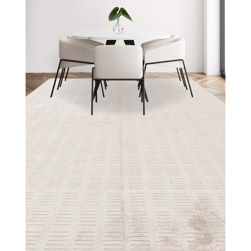Striped Area Rug in Ivory, Rectangle 5'11" x 8'11"