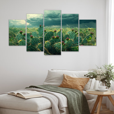 Cactus et la tempête du désert - Art mural floral cactus - Art mural traditionnel pour le salon