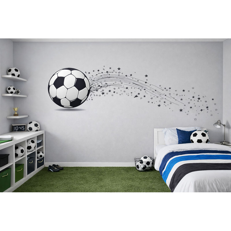 Adhésif mural ballon de football, autocollant mural sport, art mural de chambre, décoration de soccer pour enfants, murale de salle de jeux, 521Mv