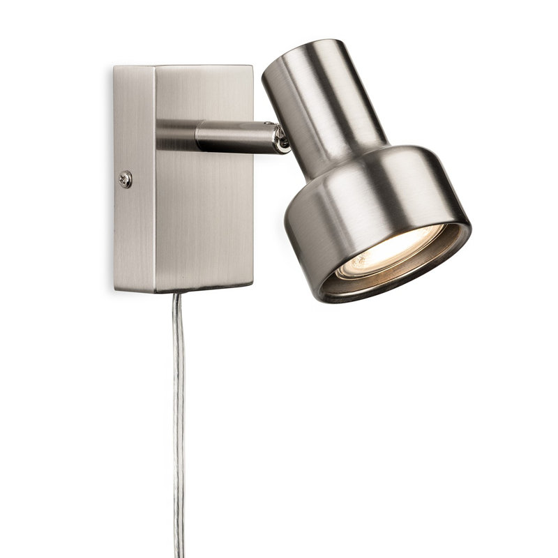 Plug-in Armed Sconce, Brushed Steel