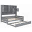 Lit de jour en bois pleine grandeur avec lit gigogne simple, sans sommier tapissier, gris-1931937670