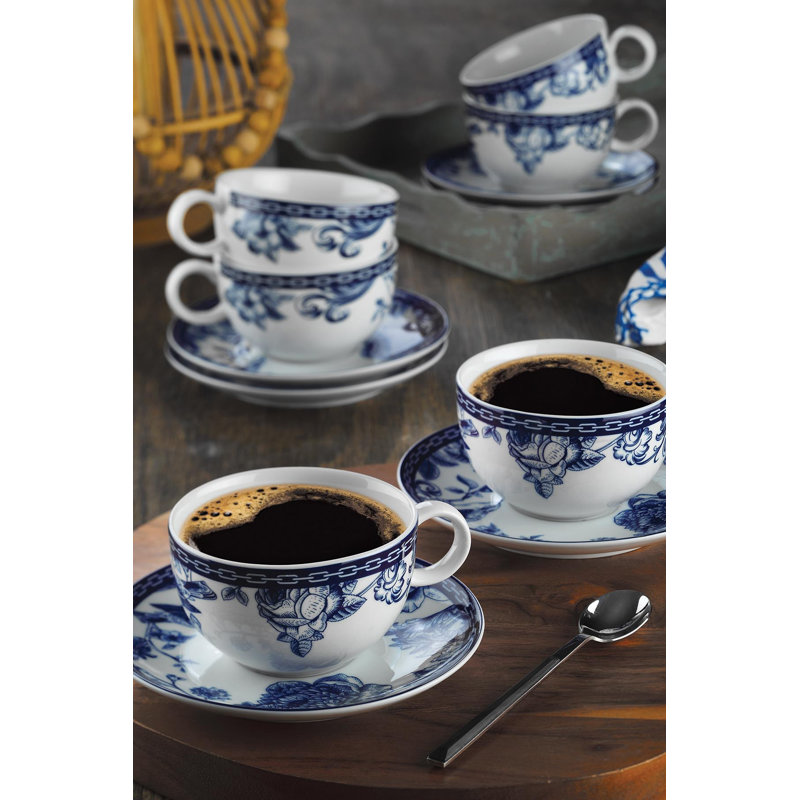 Fihria Porcelain Teacup and Saucer, Blue