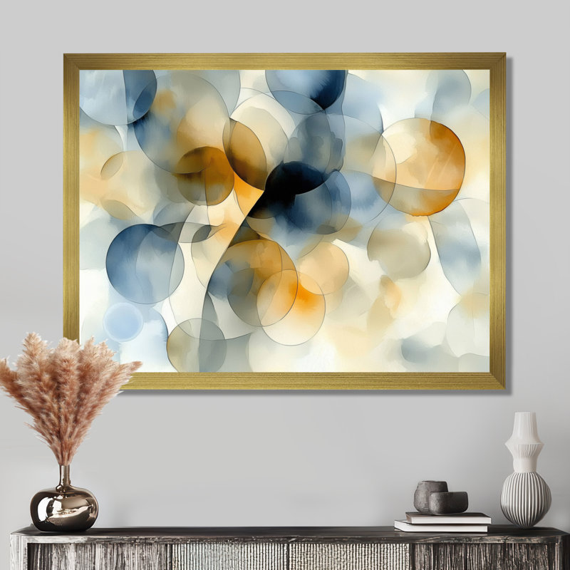 «Celestial Bloom Of Liquid Ink Galaxy II», reproduction sur toile géométrique abstraite, Picture Framed Print, 12" H x 20" W