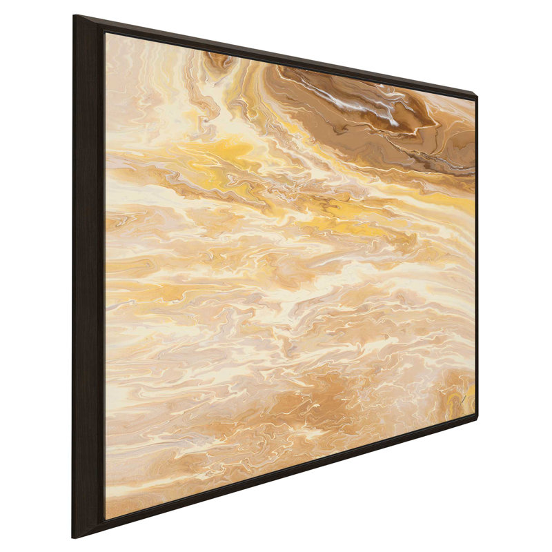 «Oasis», reproduction de peinture acrylique, H 21,5 po x l 21,5 po x P 2 po, Cadre flottant espresso