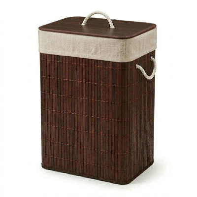 Bamboo Hamper With Lid 72 Lt- Cherry
