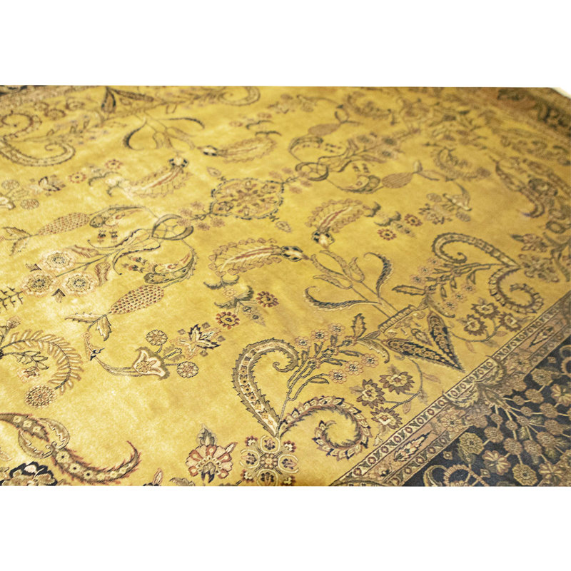 Hand Knotted Wool Area Rug in Gold And Black