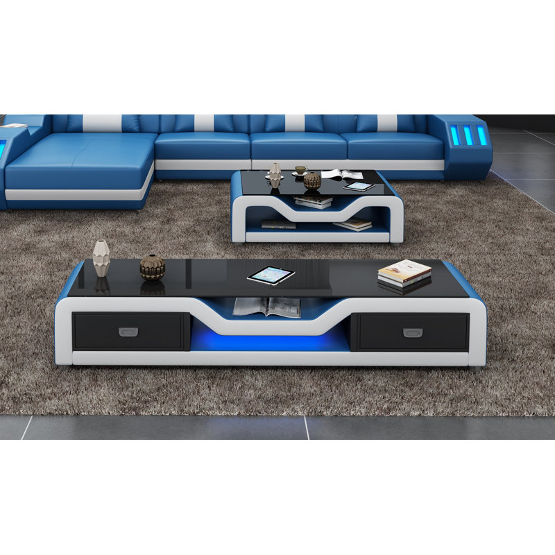 Starfighter Unfinished TV Stand for TVs up to 78", Blue/White