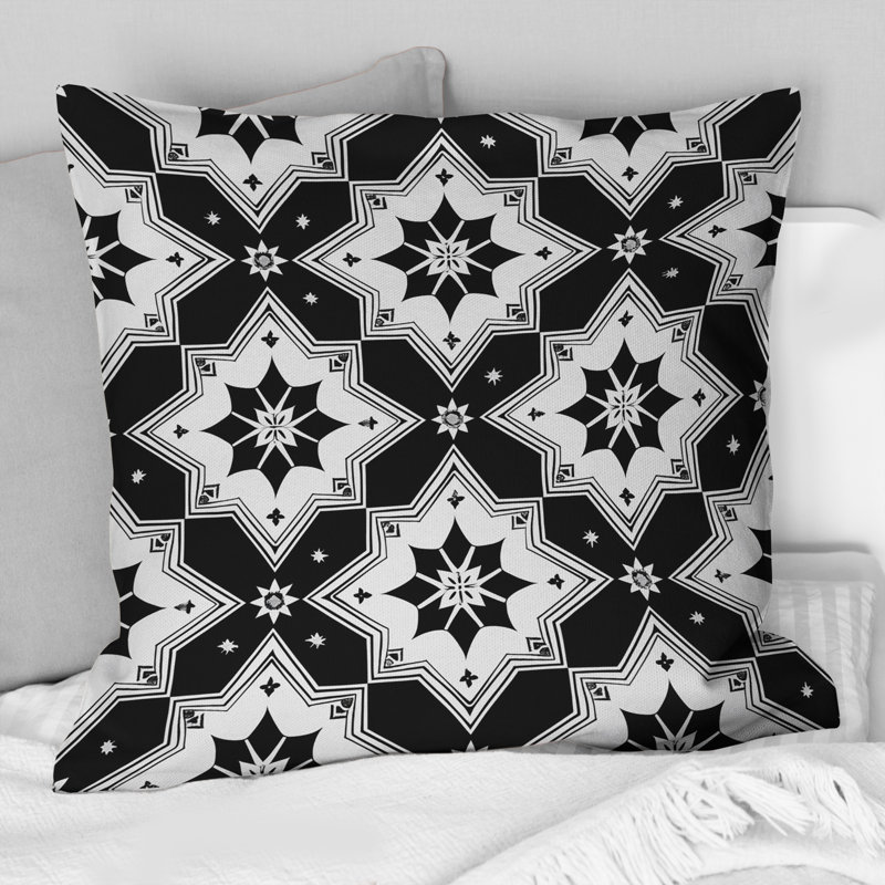 Coussin moderne noir et blanc Modern Stars III, 16"H x 16"W