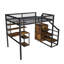 Lit mezzanine double avec bureau, garde-robe et escalier - structure en métal lourd, support de rangement, tablettes et station de charge
