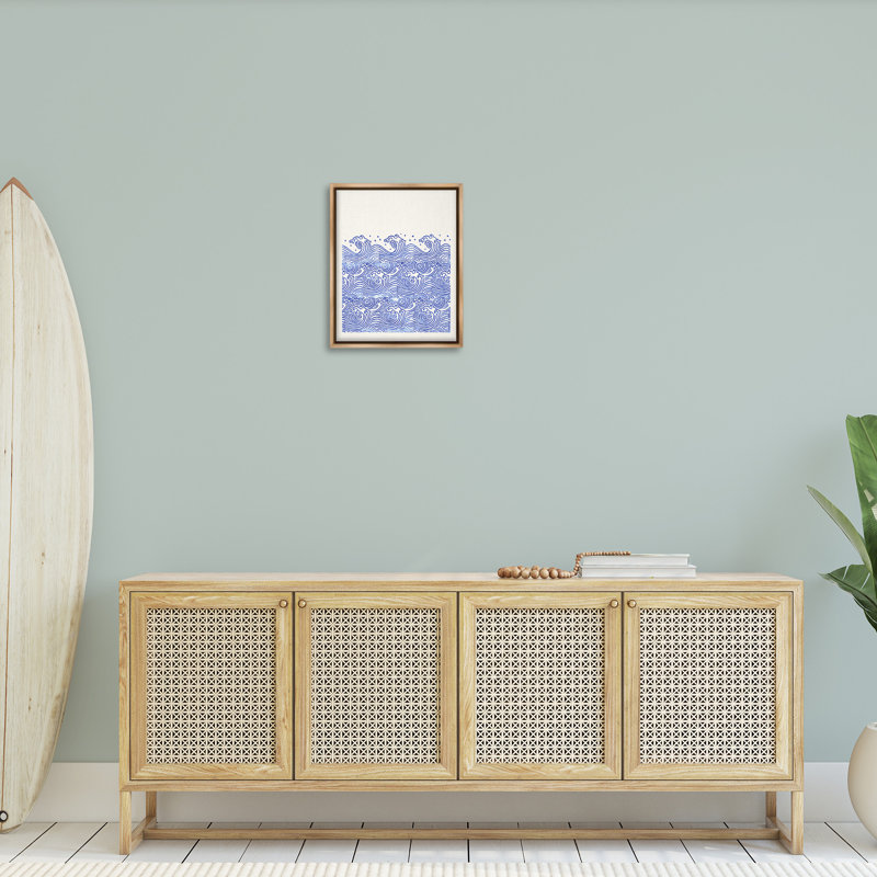 «Abstract Curving Waves» par Marie Le Moal sur toile, Cadre flottant orme Montalcino, H 21 po x l 17 po