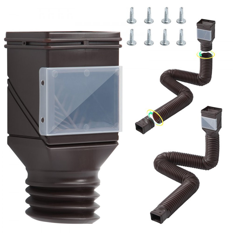 Rain Gutter Downspout Extensions Flexible Downspout Extender Brown, Brown