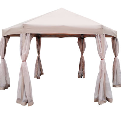 Outdoor Canopy With Steel Frame And Mesh Privacy Screens Gazebo Materials Portable Design