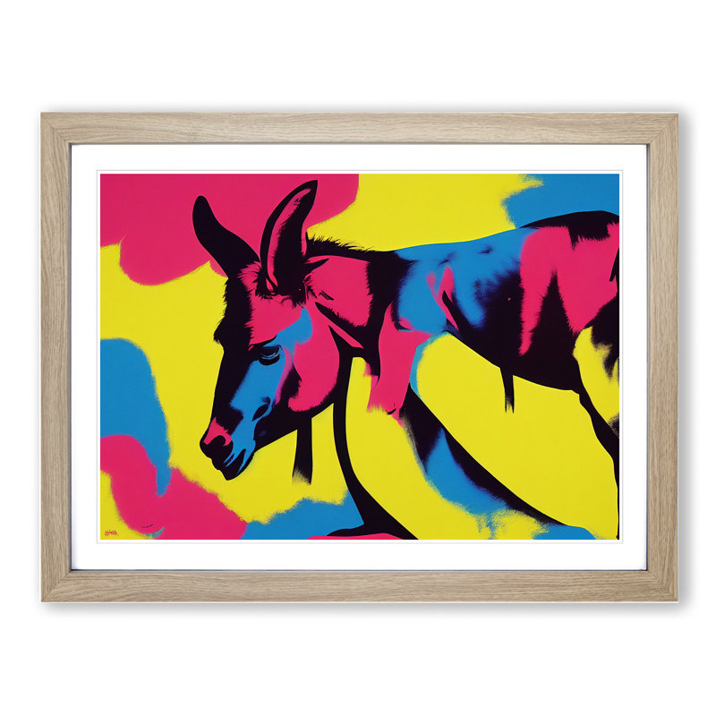 Colourful Donkey Art Vol.3 Abstract - Single Picture Frame Print, 46cm H x 64cm W x 2cm D, Oak