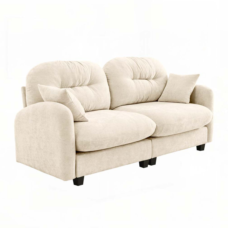 Canapé modulaire en tissu chenille avec causeuse, Beige, H 36,6 po x l 74 po x P 34,2 po, 2
