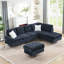 Canapé modulaire avec repose-pieds avec rangement, pieds en métal et deux coussins-438193235