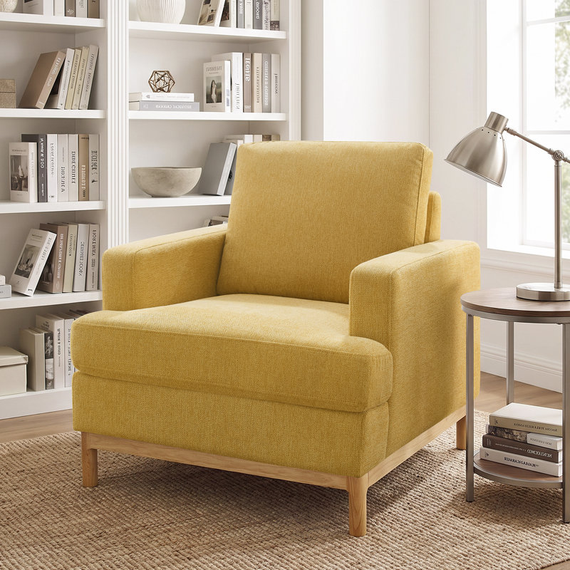 Fauteuil d'appoint de 33,5 po de large Deandrew, Sergé de polyester jaune marguerite