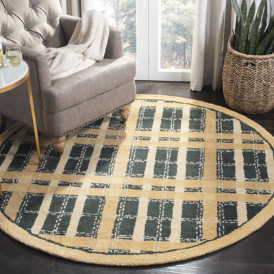 Martha Stewart Hand Tufted Wool/Viscose Plaid Rug in Cornucopia Gold