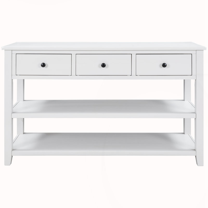 Console rétro avec deux tablettes ouvertes, Antique White