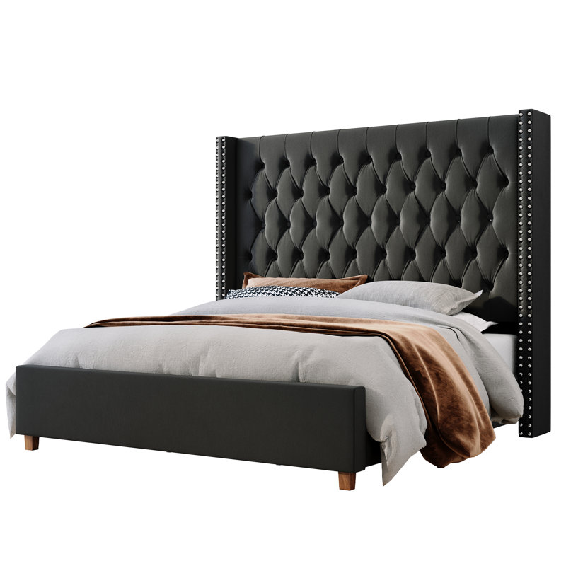 Duluth Upholstered Bed, Black, King