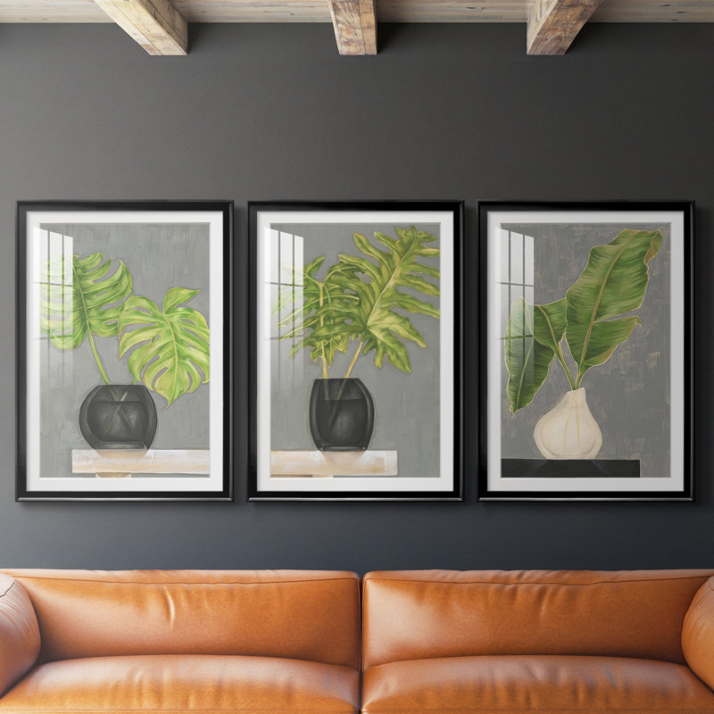 Fronde dans un vase I - Impression encadrée sur mesure de qualité supérieure - 3 pièces, H 19 po x l 27 po