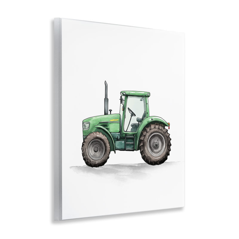 Camion de travail, plaque murale verte sur tracteur, design par Christine Simpson Art